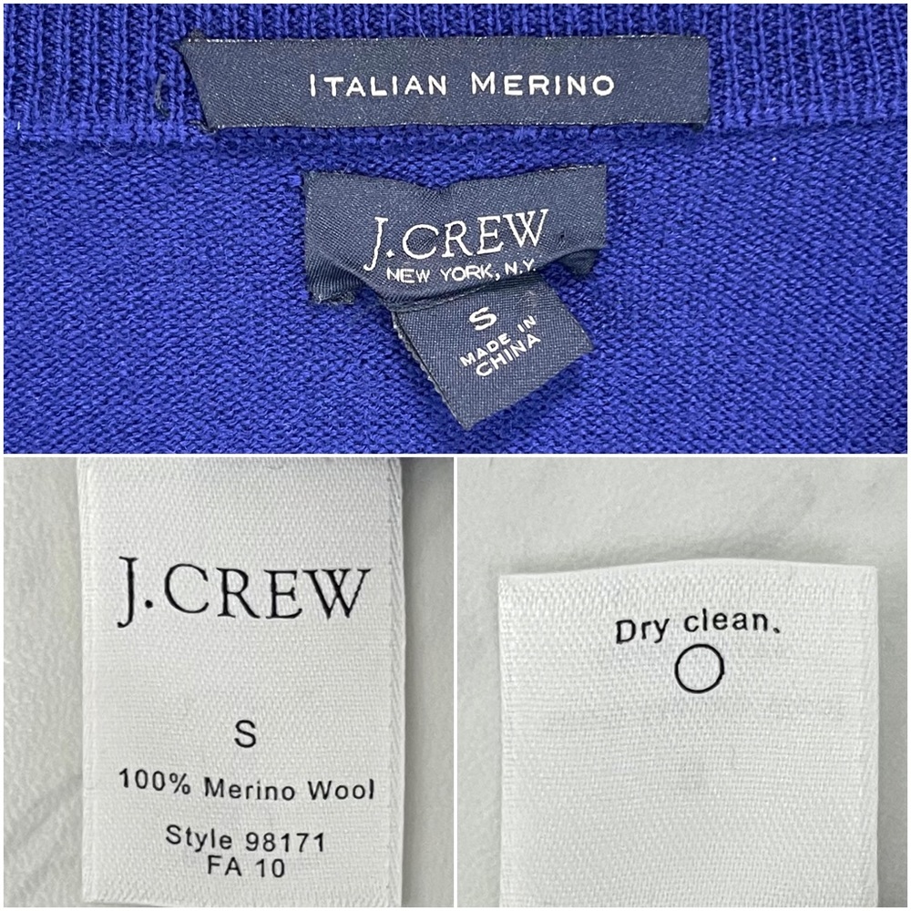 J. Crew- Cobalt Blue V Neck Merino Wool Sweater Size Small - Picture 6 of 6